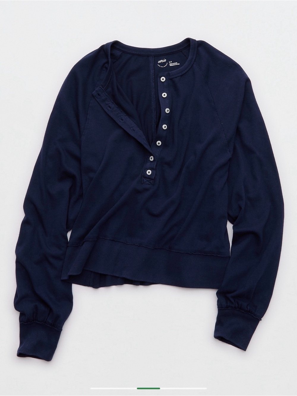aerie Navy Henley Button-Front